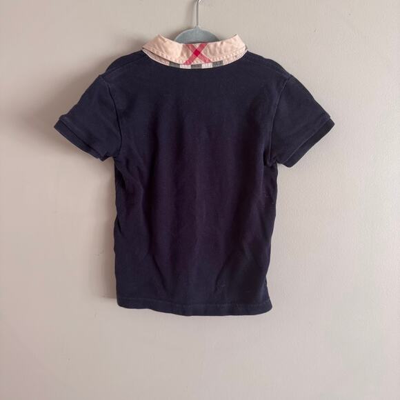 Burberry Children's Navy Blue Button Polo Shirt Plaid Collar Kids Size 4 - Picture 8 of 8